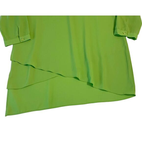 New Directions Womens Top Large Green 3/4 Sleeves V-Neck Asymmetrical Hemline - Picture 2 of 11